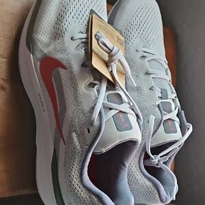 Nike Light Gray and Red Running Shoes Airflow 11